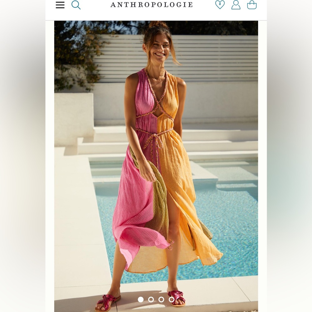 NWT By Anthropologie Colorblock Gauze Dress xs